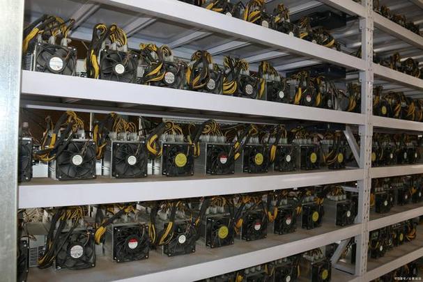 Mining farm with rows of hosted machines buzzing